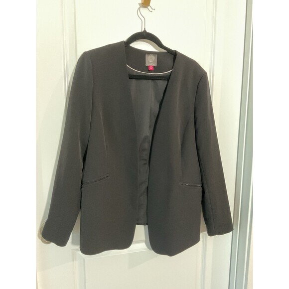 Women’s Black Open Front Blazer Vince Camino Size 14 Work Office Jacket 0236 - Picture 1 of 9